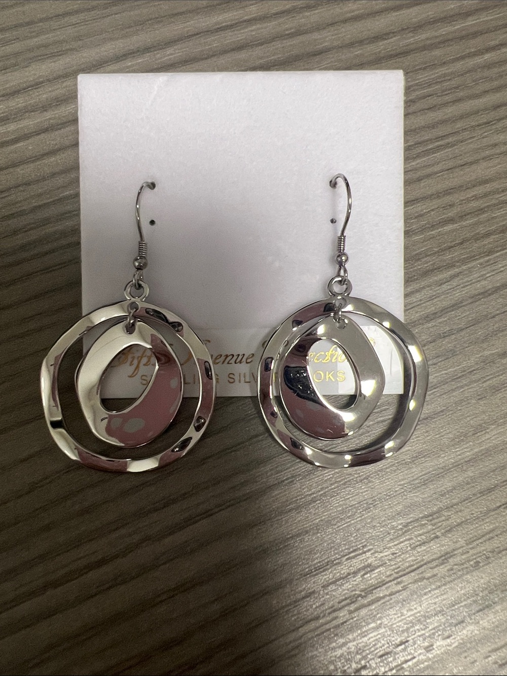 Layered Silver-Tone Hoop Drop Earrings in Shiny Silver